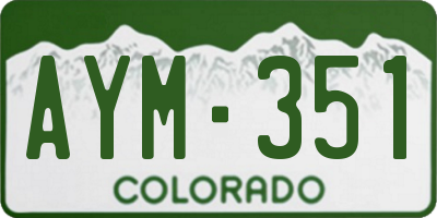 CO license plate AYM351