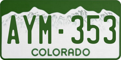 CO license plate AYM353