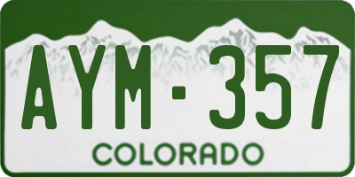 CO license plate AYM357