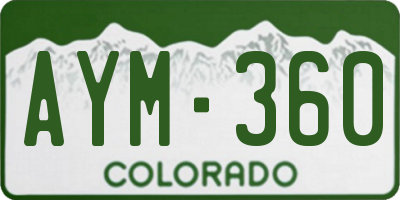 CO license plate AYM360