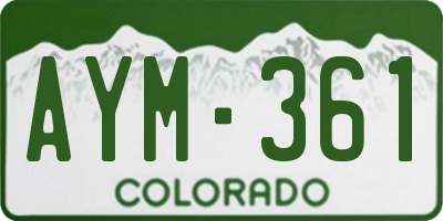 CO license plate AYM361