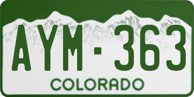 CO license plate AYM363