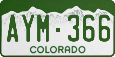 CO license plate AYM366
