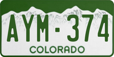 CO license plate AYM374