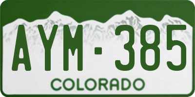 CO license plate AYM385