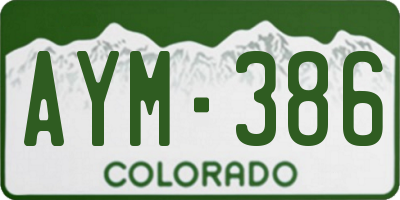 CO license plate AYM386