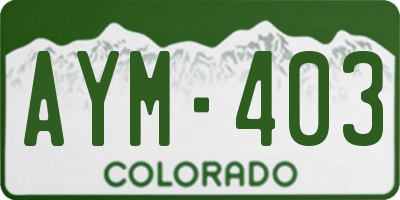 CO license plate AYM403