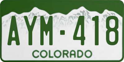 CO license plate AYM418