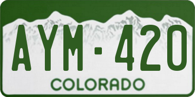 CO license plate AYM420