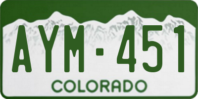 CO license plate AYM451