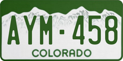 CO license plate AYM458