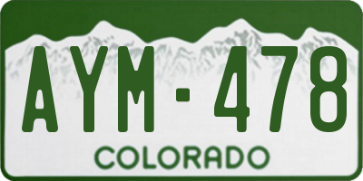 CO license plate AYM478