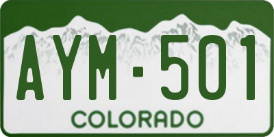 CO license plate AYM501