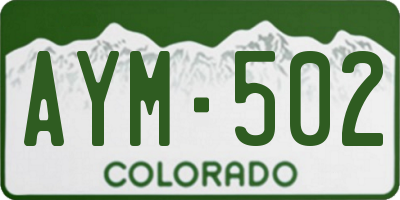 CO license plate AYM502