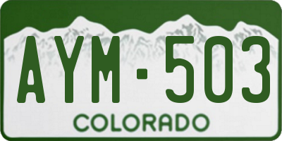 CO license plate AYM503