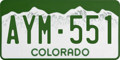 CO license plate AYM551