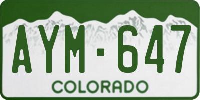 CO license plate AYM647