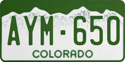 CO license plate AYM650