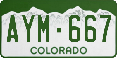 CO license plate AYM667