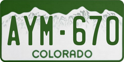 CO license plate AYM670