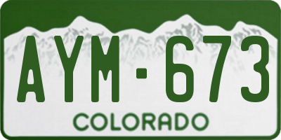 CO license plate AYM673