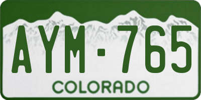 CO license plate AYM765