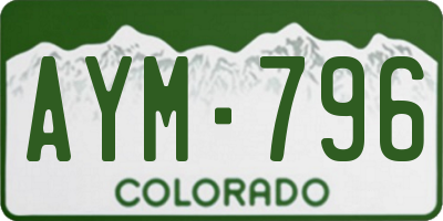CO license plate AYM796