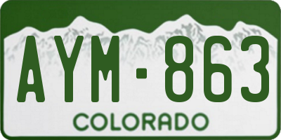 CO license plate AYM863