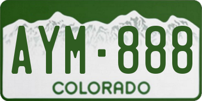 CO license plate AYM888