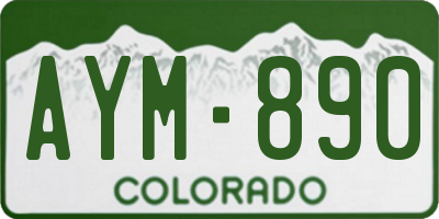 CO license plate AYM890