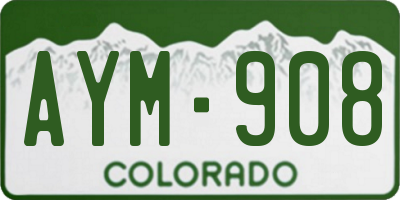 CO license plate AYM908