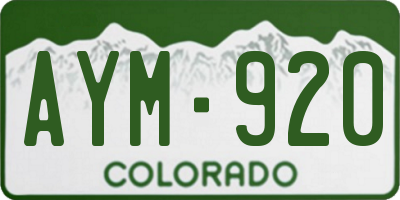 CO license plate AYM920