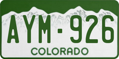 CO license plate AYM926