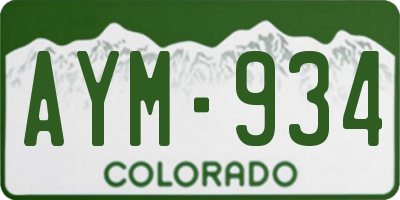 CO license plate AYM934