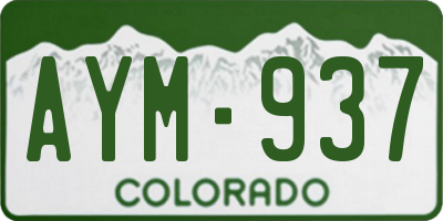 CO license plate AYM937