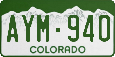 CO license plate AYM940