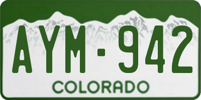 CO license plate AYM942