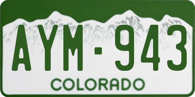 CO license plate AYM943