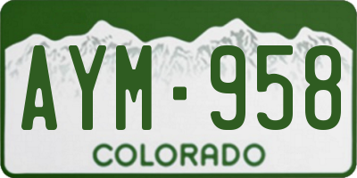 CO license plate AYM958