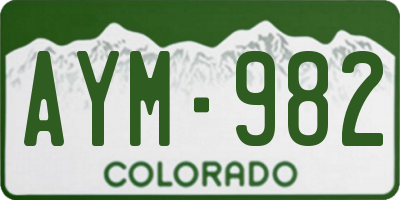 CO license plate AYM982