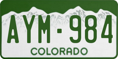 CO license plate AYM984