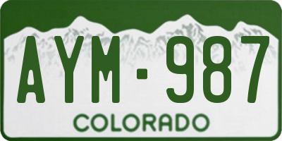 CO license plate AYM987
