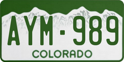 CO license plate AYM989