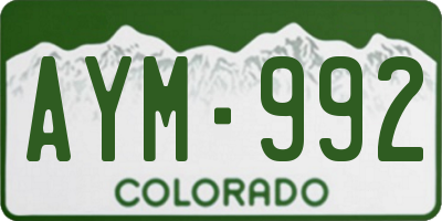 CO license plate AYM992