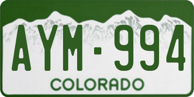 CO license plate AYM994