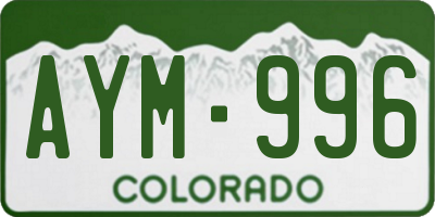 CO license plate AYM996