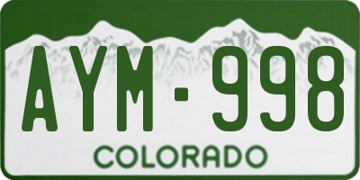 CO license plate AYM998