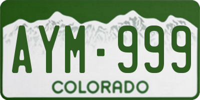 CO license plate AYM999