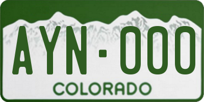 CO license plate AYN000