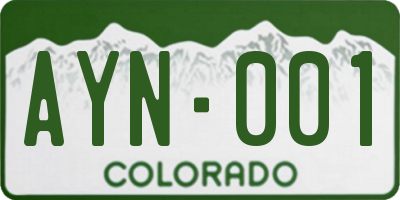 CO license plate AYN001